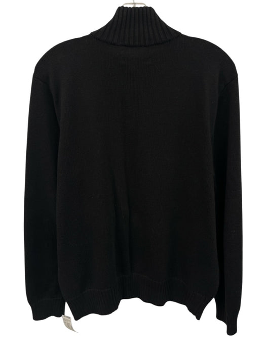 Polo Size M Black Cotton Solid Quarter Zip Men's Sweater Black / M