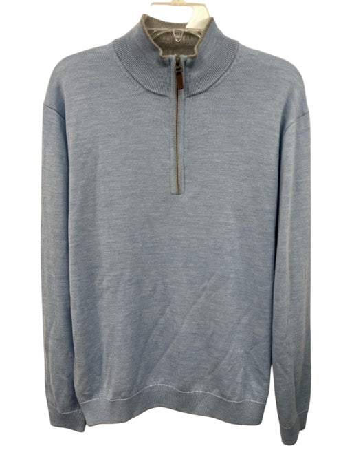 Hart Schaffner & Marx Size M Light blue Merino Wool Solid Quarter Zip Sweater Light blue / M