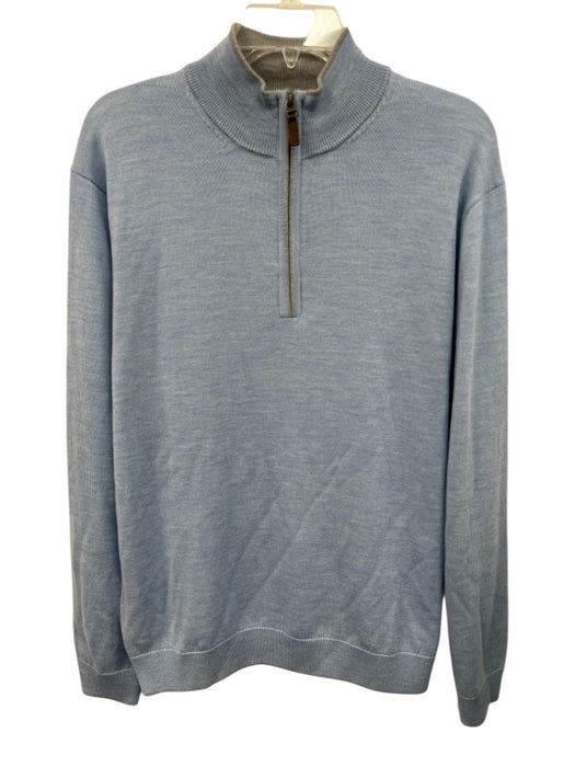Hart Schaffner & Marx Size M Light blue Merino Wool Solid Quarter Zip Sweater Light blue / M