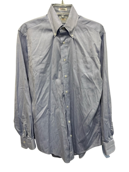 Sero Size 15.5 Blue Cotton Solid Button up Men's Long Sleeve Shirt Blue / 15.5