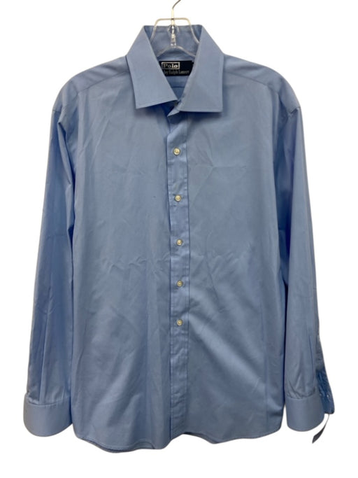 Polo Size 16 Blue Cotton Solid Button Down Men's Long Sleeve Shirt Blue / 16