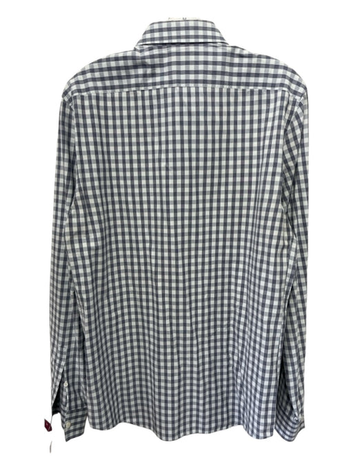 Burberry Size 15.5 Blue & Light Blue Print Cotton Blend Plaid Long Sleeve Shirt 15.5