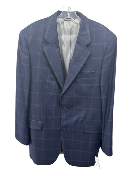 Jack Victor Navy Blue Cashmere Plaid 2 Button Men's Blazer Navy Blue / 40R