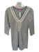 Lilly Pulitzer Size M Gray & Gold Cotton Blend Long Sleeve embroider neck Dress Gray & Gold / M