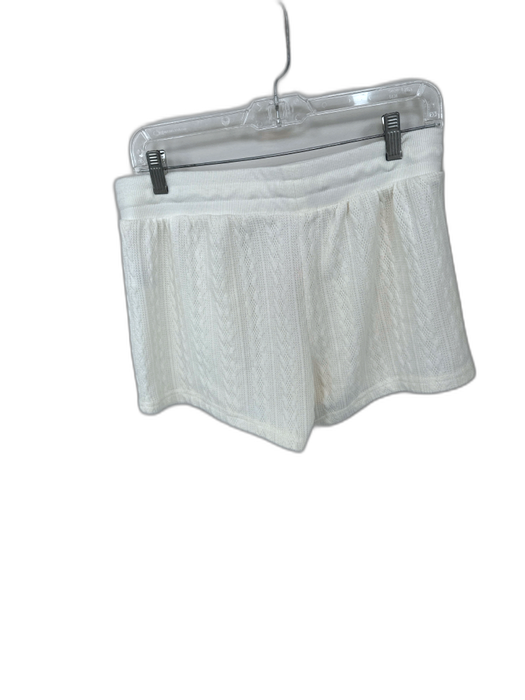 Z Supply Size M Cream Polyester Blend Cable Knit Long Sleeve Lounge Short Set Cream / M