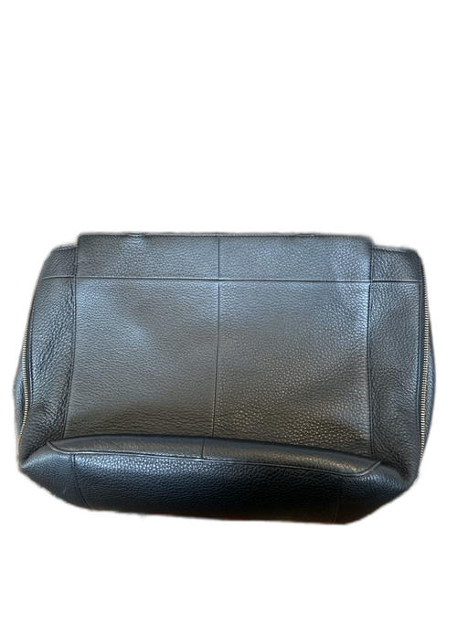 Tory Burch Black & Gold Leather Pebbled Top Handles Side Zippers Bag Black & Gold / L