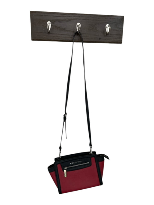 Michael Kors Red & Black Leather Zip Close Color Block Structured Crossbody Bag Red & Black / S