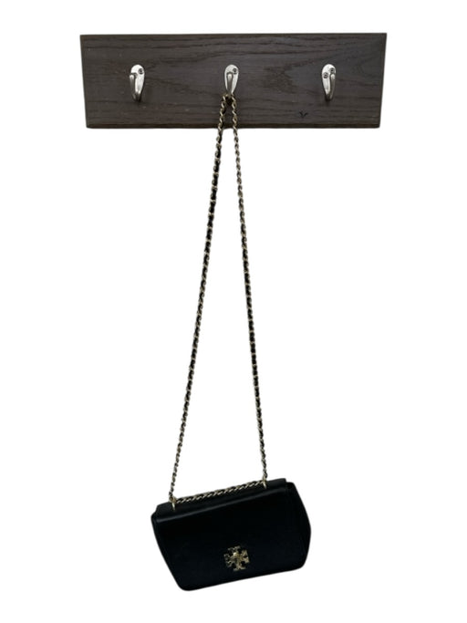 Tory Burch Black & Gold Leather Front Flap Turn Lock Chain Strap Crossbody Bag Black & Gold / S