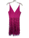 Dress the Population Size M Magenta Nylon Sleeveless Lace Overlay Flowers Dress Magenta / M