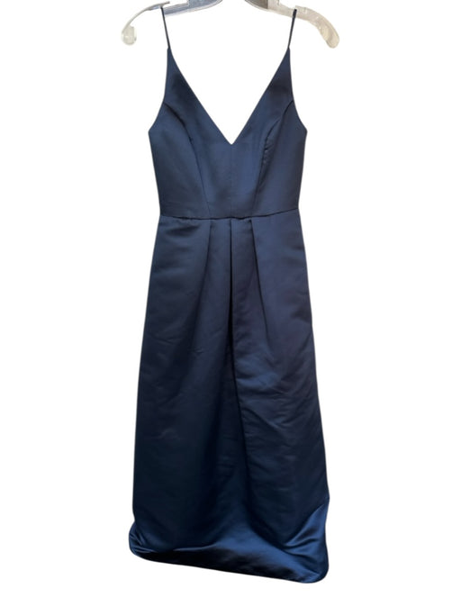 Size 4 Navy Polyester Spaghetti Strap Boning Pleat Gown Navy / 4