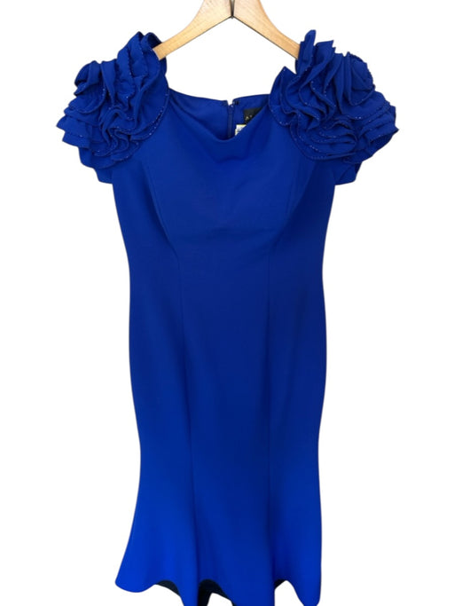Alexander by Daymor Size 8 Electric Blue Polyester Off Shoulder Beaded Gown Electric Blue / 8