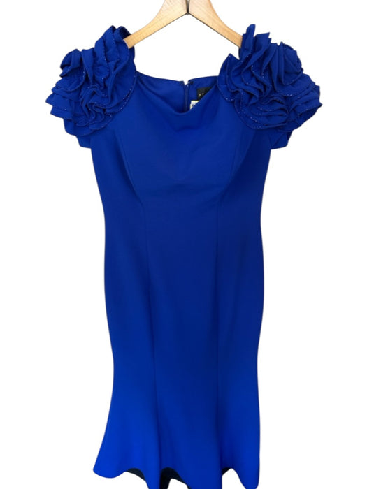 Alexander by Daymor Size 8 Electric Blue Polyester Off Shoulder Beaded Gown Electric Blue / 8