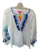 Lilly Pulitzer Size S White & Blue Cotton Long Sleeve Tassels Top White & Blue / S