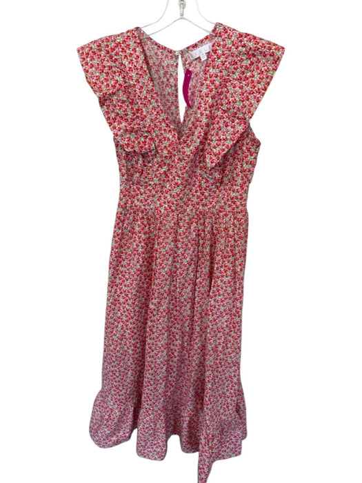 Karlie Size M Red & green Cotton Cap Sleeve Flowers Smocked Waist Maxi Dress Red & green / M