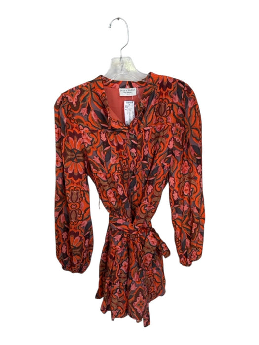 Dress Forum Size S Orange & Black Rayon Blend Long Sleeve Kaleidoscope Dress Orange & Black / S