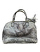 Tory Burch Gray & Black Leather Snake Embossed Snap Closure Top Handles Bag Gray & Black / M