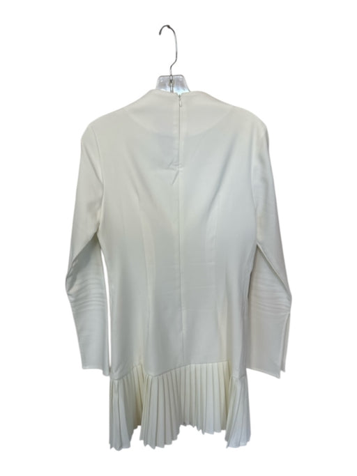 Commense Size M White Polyester & Elastane High Neck Pleated Hem Dress White / M