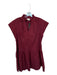 Pinch Size S Maroon Cotton V Neck Ruffle Collar Short Cap Sleeve Mini Dress Maroon / S