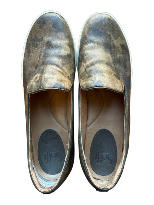 Sofft Shoe Size 10 Tan & Brown Leather Camo White Soles Slip On Shoes Tan & Brown / 10