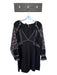 Free People Size S Charcoal & red Viscose Long Sleeve Embroider Detailing Dress Charcoal & red / S