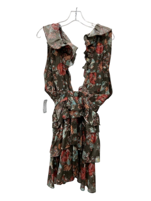 Ulla Johnson Size 2 Green & Multi Print Cotton & Silk Floral Side Zip Dress Green & Multi Print / 2