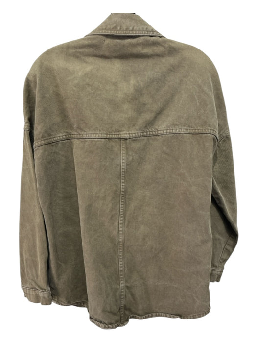 Zara Size XS Olive Green Cotton Denim Button Up Breast Pocket Pockets Jacket Olive Green / XS