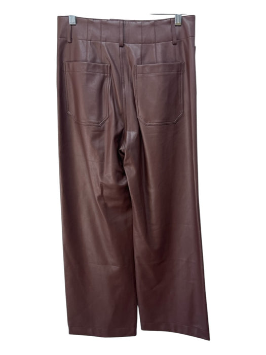 Maeve Size 27 Brown PU leather Mid Rise Front Pocket Wide Leg Pants Brown / 27