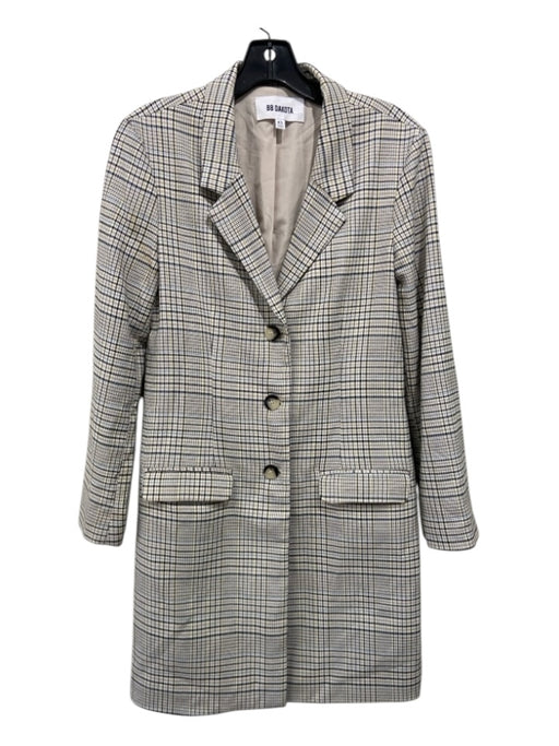 BB Dakota Size XS Cream, Black & Yellow Poly Blend Plaid Blazer 3 Button Jacket Cream, Black & Yellow / XS