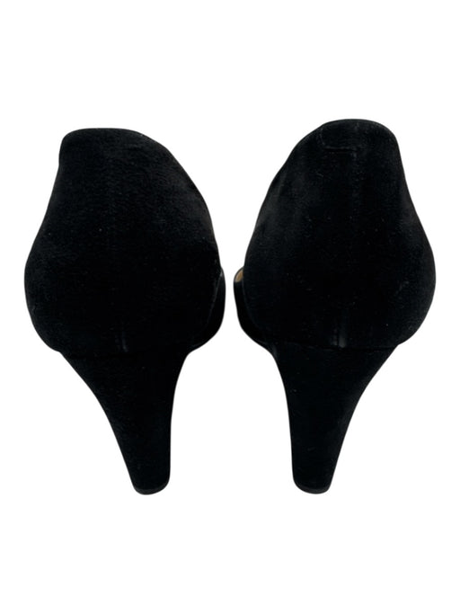 Brunomagli Shoe Size 10 Black Leather Suede Block Heel Gathered Round Toe Pumps Black / 10