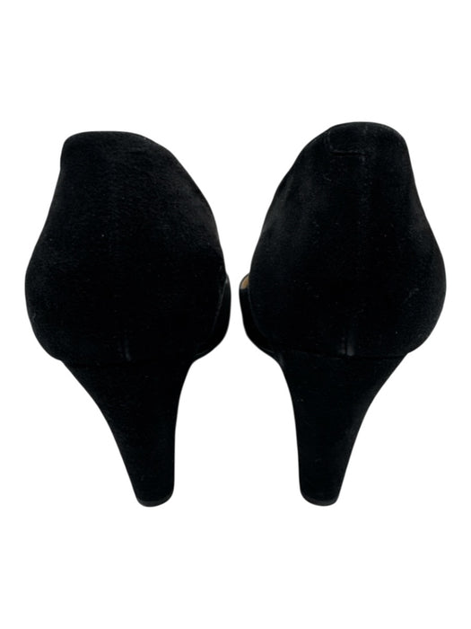 Brunomagli Shoe Size 10 Black Leather Suede Block Heel Gathered Round Toe Pumps Black / 10