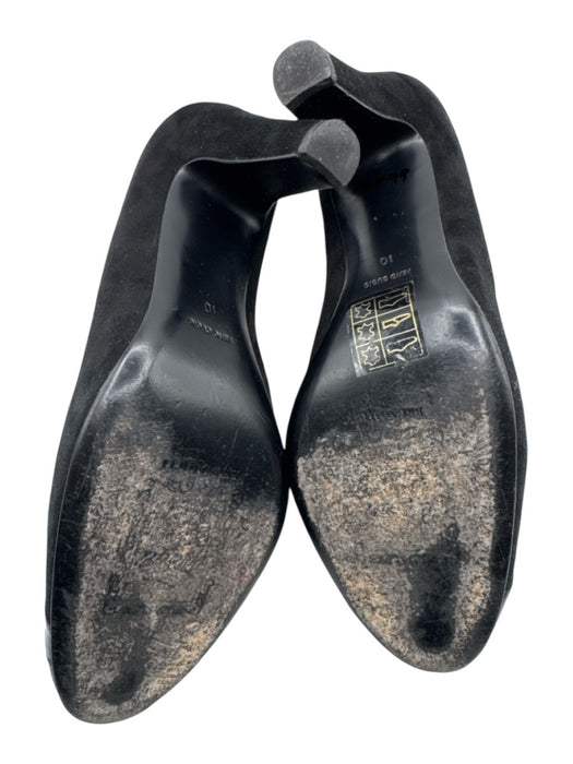 Brunomagli Shoe Size 10 Black Leather Suede Block Heel Gathered Round Toe Pumps Black / 10