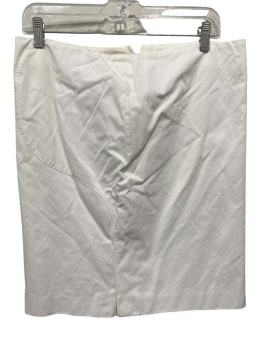 Alexander McQueen Size 44 White Cotton Side Zip Knee Length Skirt White / 44