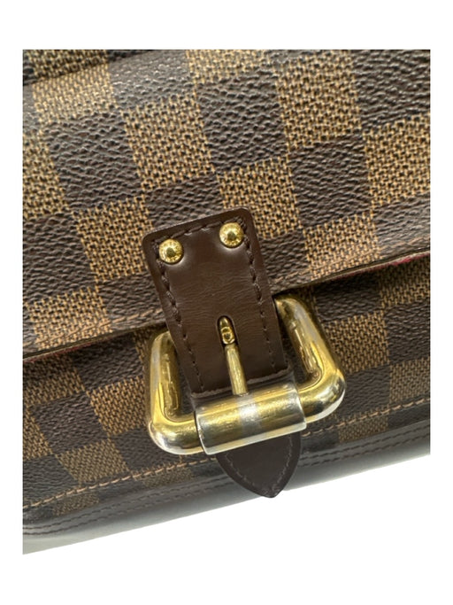 Louis Vuitton Brown Coated Canvas Top Handles Zip Close Bag Brown