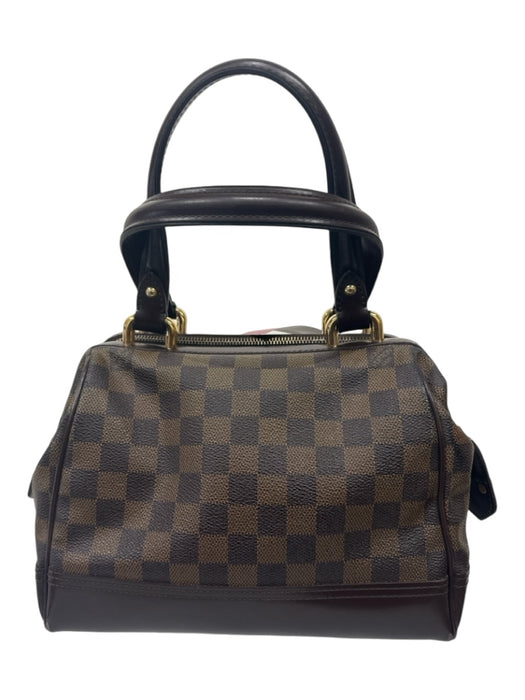 Louis Vuitton Brown Coated Canvas Top Handles Zip Close Bag Brown