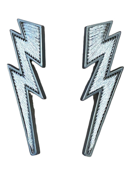 Mignonne Gavigan Silver Metal Lightning Bolt Thread detail Earrings Silver