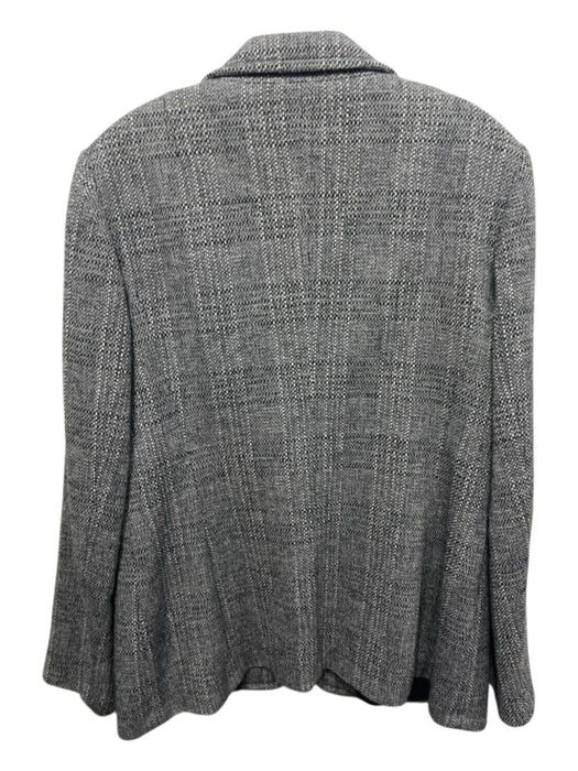 Bogner Size 2 White & Black Wool 3 Button Blazer Woven Pockets Jacket White & Black / 2