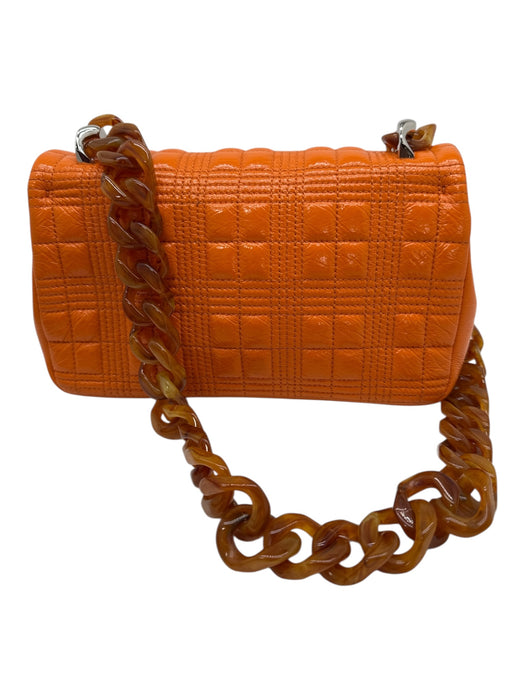 Burberry Orange Leather Quilted Shoulder Chain Magnetic Close Bag Orange / S