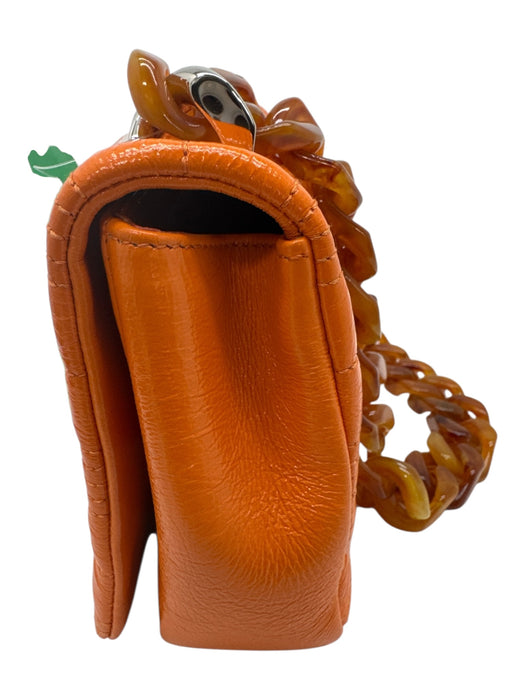 Burberry Orange Leather Quilted Shoulder Chain Magnetic Close Bag Orange / S