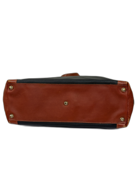 Bottega Veneta Black & Brown Coated Leather Shoulder Strap Studs Bag Black & Brown