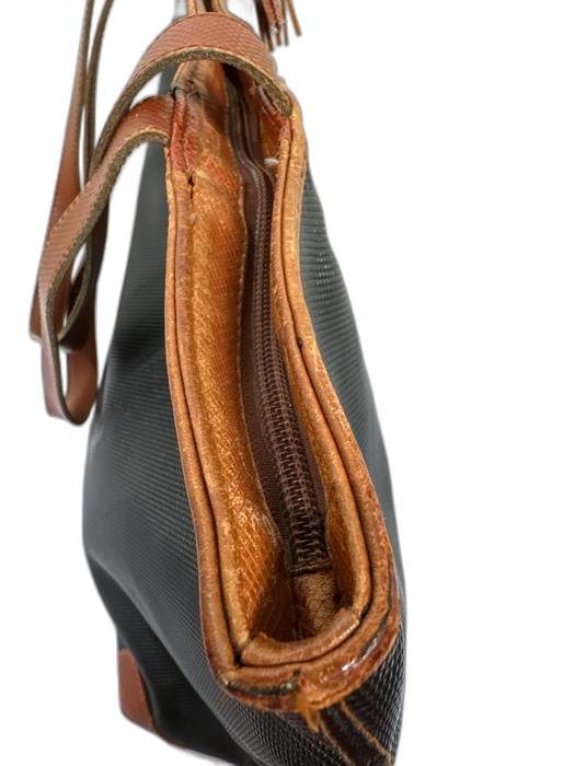 Bottega Veneta Black & Brown Coated Leather Shoulder Strap Studs Bag Black & Brown