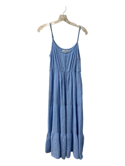 XiRENA Size M Blue Cotton Maxi Scoop Neck Tiered Sleeveless Dress Blue / M