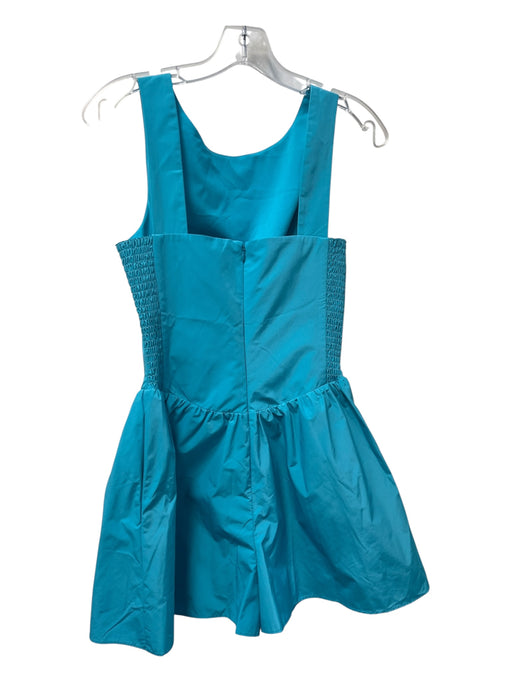 Amanda Uprichard Size XS Aqua Polyester Smocked Sides Romper Boat Neck Dress Aqua / XS