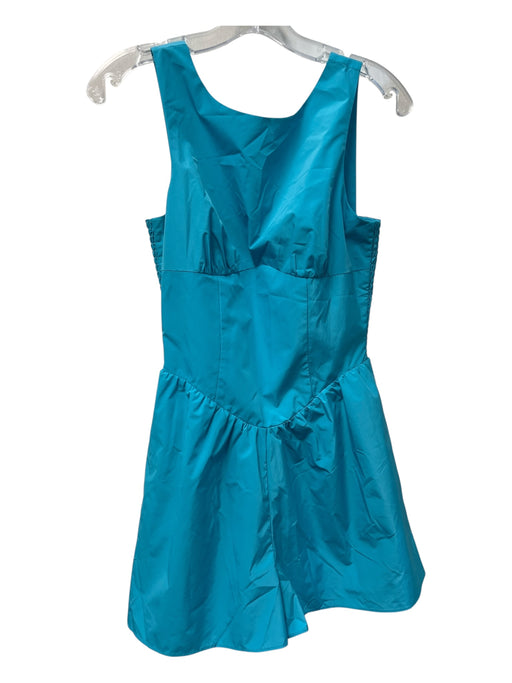 Amanda Uprichard Size XS Aqua Polyester Smocked Sides Romper Boat Neck Dress Aqua / XS