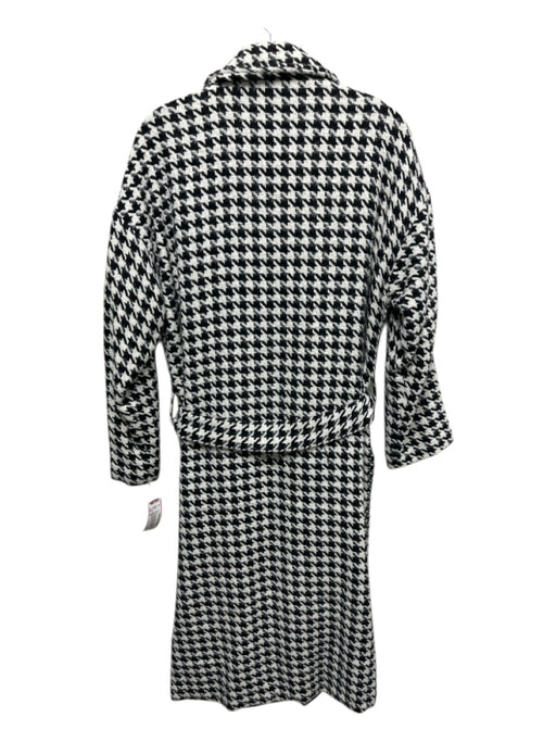 Wild Pony Size M Black & White Polyester Buttons Houndstooth Sash Coat Black & White / M