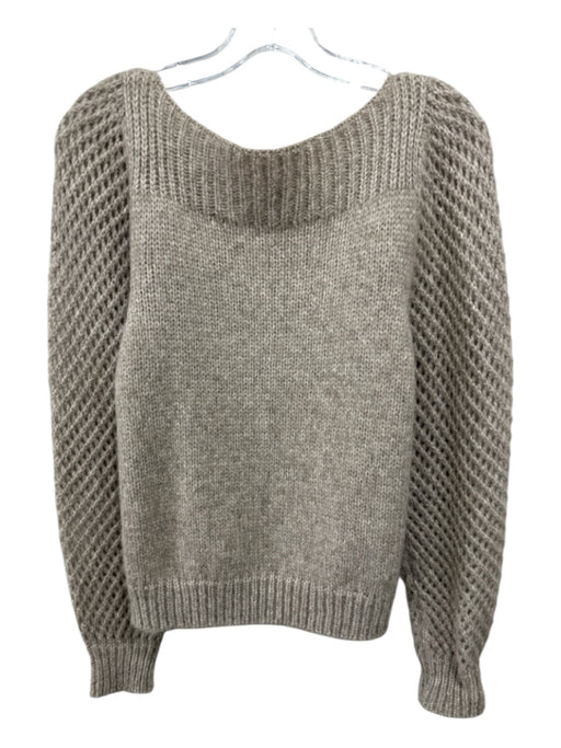 Loveshackfancy Size M Oatmeal Beige alpaca wool blend Open Knit Sweater Oatmeal Beige / M