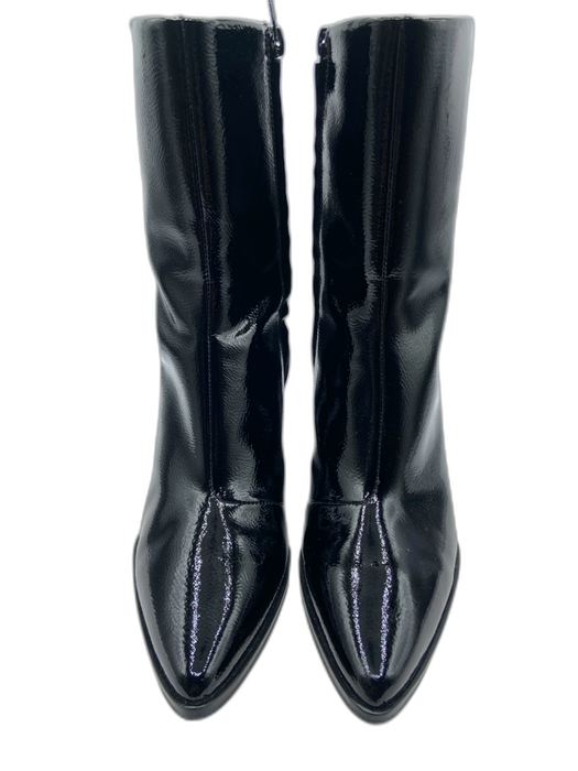 Tuckernuck Shoe Size 8 Black Patent Leather Pointed Toe Wedge Side Zip Boots Black / 8