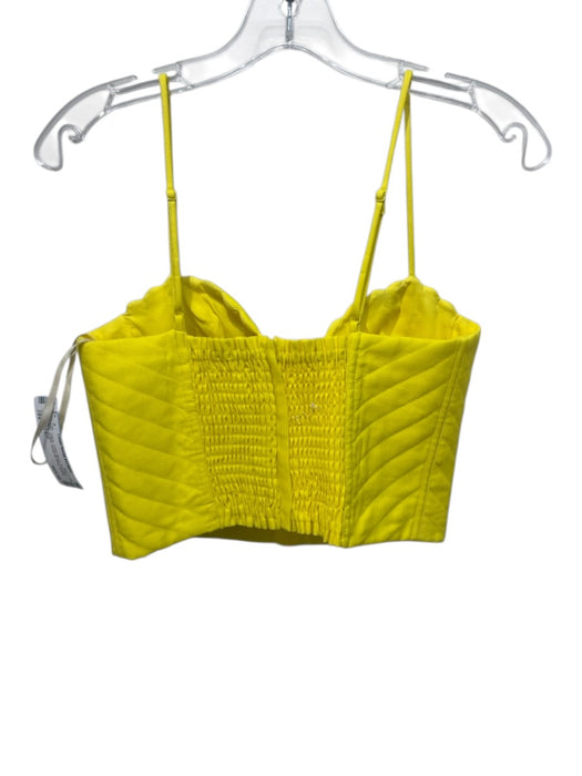 Farm Rio Size S Yellow Cotton Blend Smocked Back Quilted Spaghetti Strap Top Yellow / S