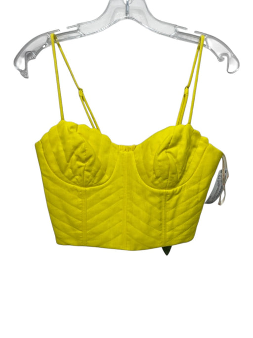 Farm Rio Size S Yellow Cotton Blend Smocked Back Quilted Spaghetti Strap Top Yellow / S