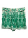 Caballero Size M Green & White Cotton & Silk Palm Tree Button Detail Shorts Green & White / M