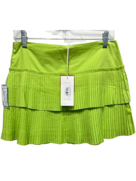 Love The Label Size S Lime Green Cotton Side Zip Pleated Tiered Mini Skirt Lime Green / S